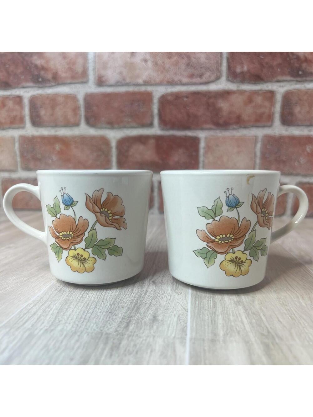 (2) Vintage Corning Royal Garden Coffee Mug Cup Corner Stone